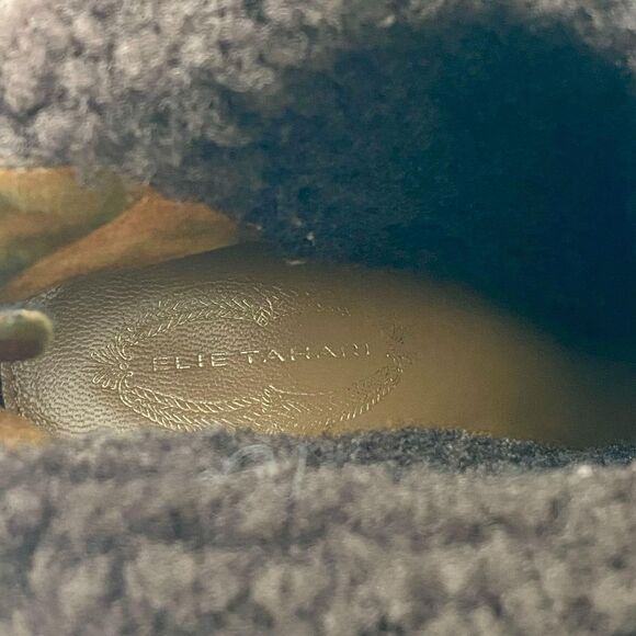 Elie Tahari Y2K Brown Leather Studded Platform Faux Fur Clogs Platform Boots 8.5 - Picture 6 of 8